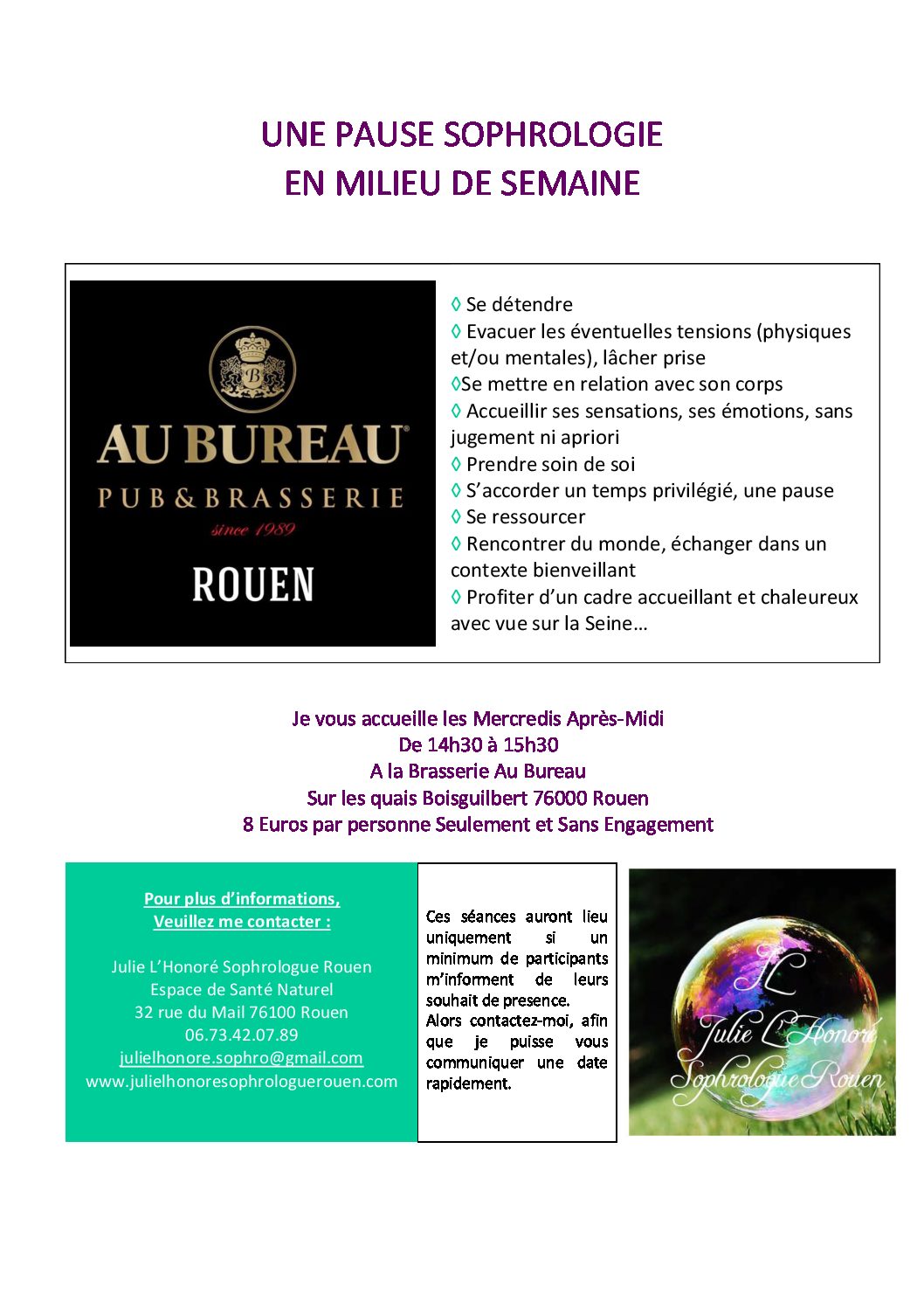 SOPHROLOGIE AU BUREAU Julie L’Honoré Sophrologue Rouen
