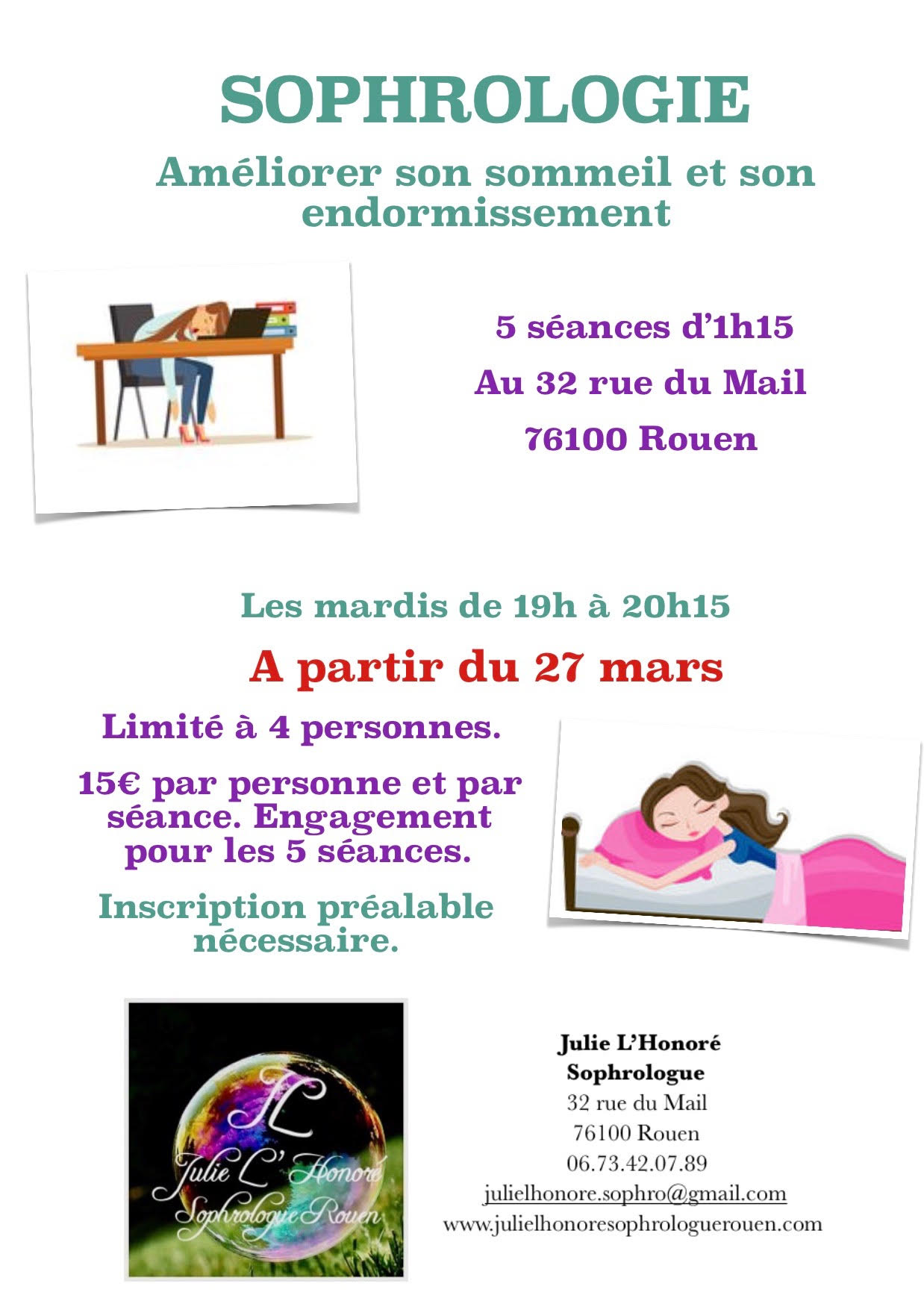 sophrologie et sommeil, julie l’honoré sophrologue rouen